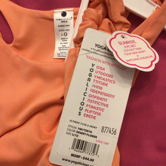 Yogalicious Girls 2Pc Sunrise Cut-Out Tank + Tulip Hem Skort Activewear Set - Picture 16 of 16
